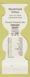 Matchbook Cover - Chicago Bears Football Hilton Troy MI 1984