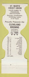 Matchbook Cover - Cleveland Browns Football Credit Union St Marys 1984