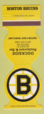 Matchbook Cover - Boston Bruins Hockey Dockside Restaurant Boston MA 1982