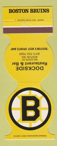 Matchbook Cover - Boston Bruins Hockey Dockside Restaurant Boston MA 1982