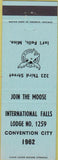 Matchbook Cover - Matchbook Cover Moose Lodge International Falls MN