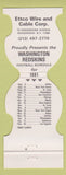 Matchbook Cover - Washington Redskins Football 1981 Ettco Wire Ridgewood NY