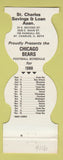 Matchbook Cover - Chicago Bears Football 1980 St Charles IL Savings