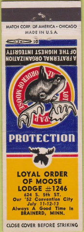 Matchbook Cover - Matchbook Cover Moose Lodge Brainerd MN
