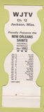 Matchbook Cover - New Orleans Saints Football 1982 WJTV Jackson MS WEAR