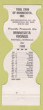 Matchbook Cover - Minnesota Vikings Football 1980 Tool Crib Minneapolis MN
