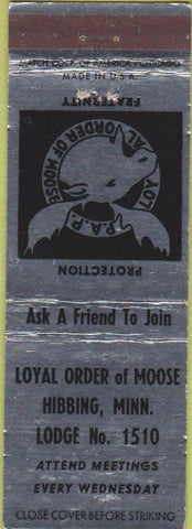 Matchbook Cover - Matchbook Cover Moose Lodge Hibbing MN