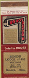 Matchbook Cover - Matchbook Cover Moose Lodge Bemidji MN WEAR