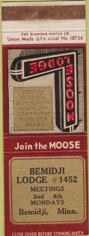 Matchbook Cover - Matchbook Cover Moose Lodge Bemidji MN WEAR