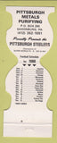 Matchbook Cover Pittsburgh Steelers Football 1980 Metals Purifying Saxonburg PA