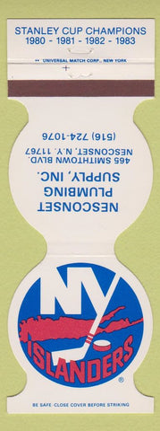 Matchbook Cover - New York Islanders Hockey Plumbing Supply Nesconset NY 1984