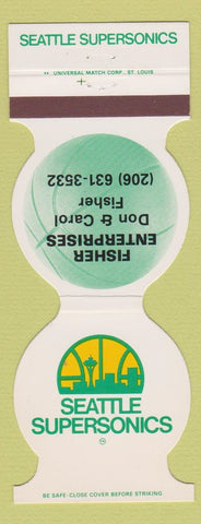 Matchbook Cover - Seattle Sonics Basketball Fisher Enterprises 1981