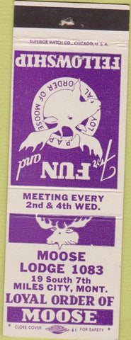 Matchbook Cover - Matchbook Cover Moose Lodge Miles City MT