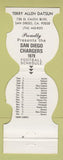 Matchbook Cover - San Diego Chargers Football Datsun San Diego CA 1979