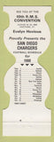 Matchbook Cover - San Diego Chargers Football RMS 1980