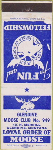 Matchbook Cover - Matchbook Cover Moose Lodge Glendive MT