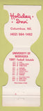 Matchbook Cover - Nebraska Cornhuskers 1981 Holiday Inn Columbus NE