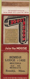 Matchbook Cover - Matchbook Cover Moose Lodge Bemidji MN WEAR