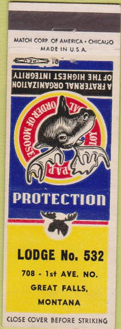 Matchbook Cover - Matchbook Cover Moose Lodge Great Falls MT
