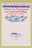 Matchbook Cover - Paul McLellan Contractor Portalnd ME WEAR 40 Strike