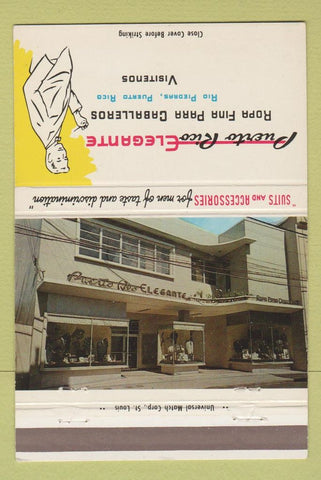 Matchbook Cover - Puerto Rico Elegante Men's Clothes Rio Piedras 40 Strike