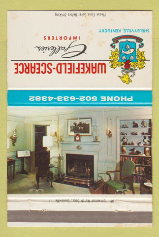 Matchbook Cover - Wakefield Scearce Galleries Shelbyville KY WEAR 40 Strike
