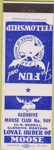Matchbook Cover - Matchbook Cover Moose Lodge Glendive MT