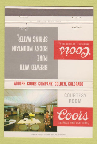Matchbook Cover - Coors Beer Courtesy Room Golden Colorado 40 Strike