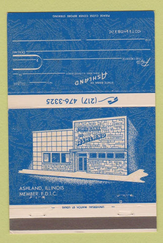 Matchbook Cover - State Bank of Ashland IL 40 Strike