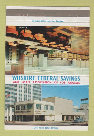 Matchbook Cover - Wilshire Federal Savings Los Angeles CA 40 Strike