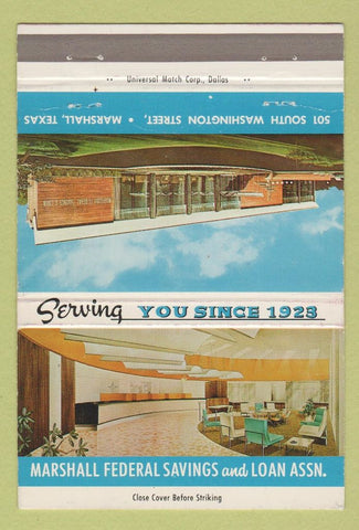 Matchbook Cover - Marshall Federal Savings Marshall TX 40 Strike