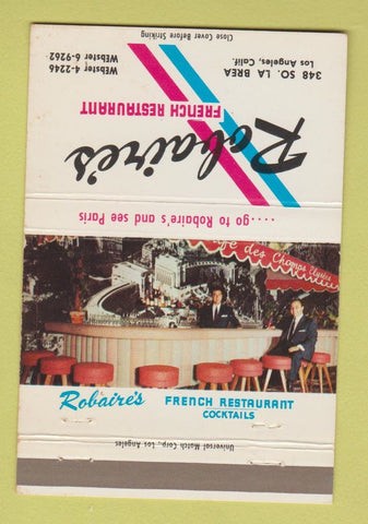 Matchbook Cover - Robaire's French Restaurant Los Angeles CA 40 Strike