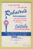 Matchbook Cover - Robaire's French Restaurant Los Angeles CA 40 Strike