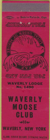 Matchbook Cover - Matchbook Cover Moose Lodge Waverly NY red