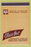 Matchbook Cover - Glass Hat Congress Hotel Chicago IL SAMPLE 40 Strike