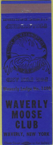 Matchbook Cover - Matchbook Cover Moose Lodge Waverly NY dark blue