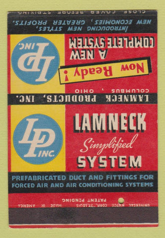 Matchbook Cover - Lamneck System Duct Fittings Columbus OH SAMPLE 40 Strike