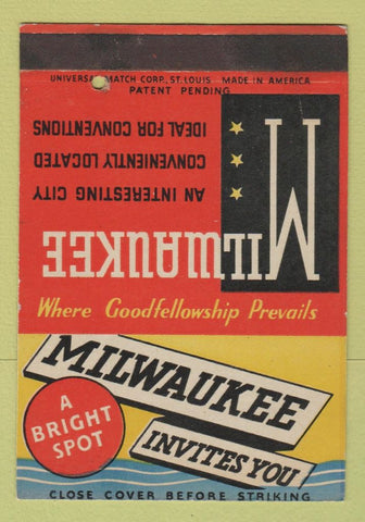 Matchbook Cover - Milwaukee Tourism WI SAMPLE WEAR 40 Strike