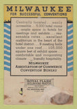 Matchbook Cover - Milwaukee Tourism WI SAMPLE WEAR 40 Strike