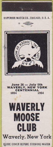 Matchbook Cover - Matchbook Cover Moose Lodge Waverly NY white WEAR