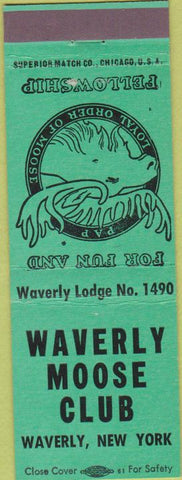 Matchbook Cover - Matchbook Cover Moose Lodge Waverly NY light green