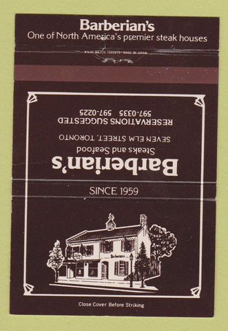 Matchbook Cover - Barberian's Steak House Toronto ON 40 Strike