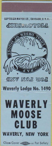 Matchbook Cover - Matchbook Cover Moose Lodge Waverly NY light blue