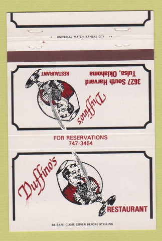 Matchbook Cover - Duffino's Tulsa OK restaurant 40 Strike