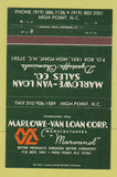 Matchbook Cover - Marlowe Van Loan Sales Chemical High Point NC 40 Strike