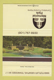 Matchbook Cover - Memorial Park Cemetery Funeral Home Memphis TN 40 Strike