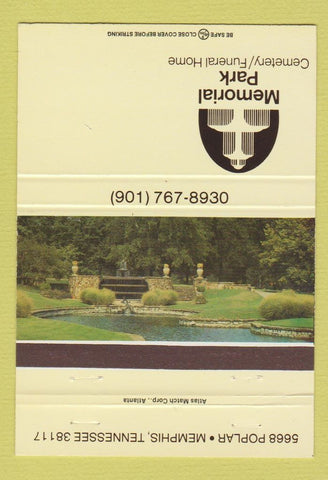 Matchbook Cover - Memorial Park Cemetery Funeral Home Memphis TN 40 Strike