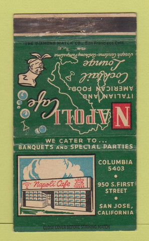 Matchbook Cover - Napoli Cafe San Jose CA WEAR 36 Strike