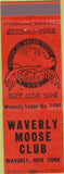 Matchbook Cover - Matchbook Cover Moose Lodge Waverly NY dark orange