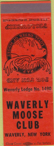 Matchbook Cover - Matchbook Cover Moose Lodge Waverly NY dark orange